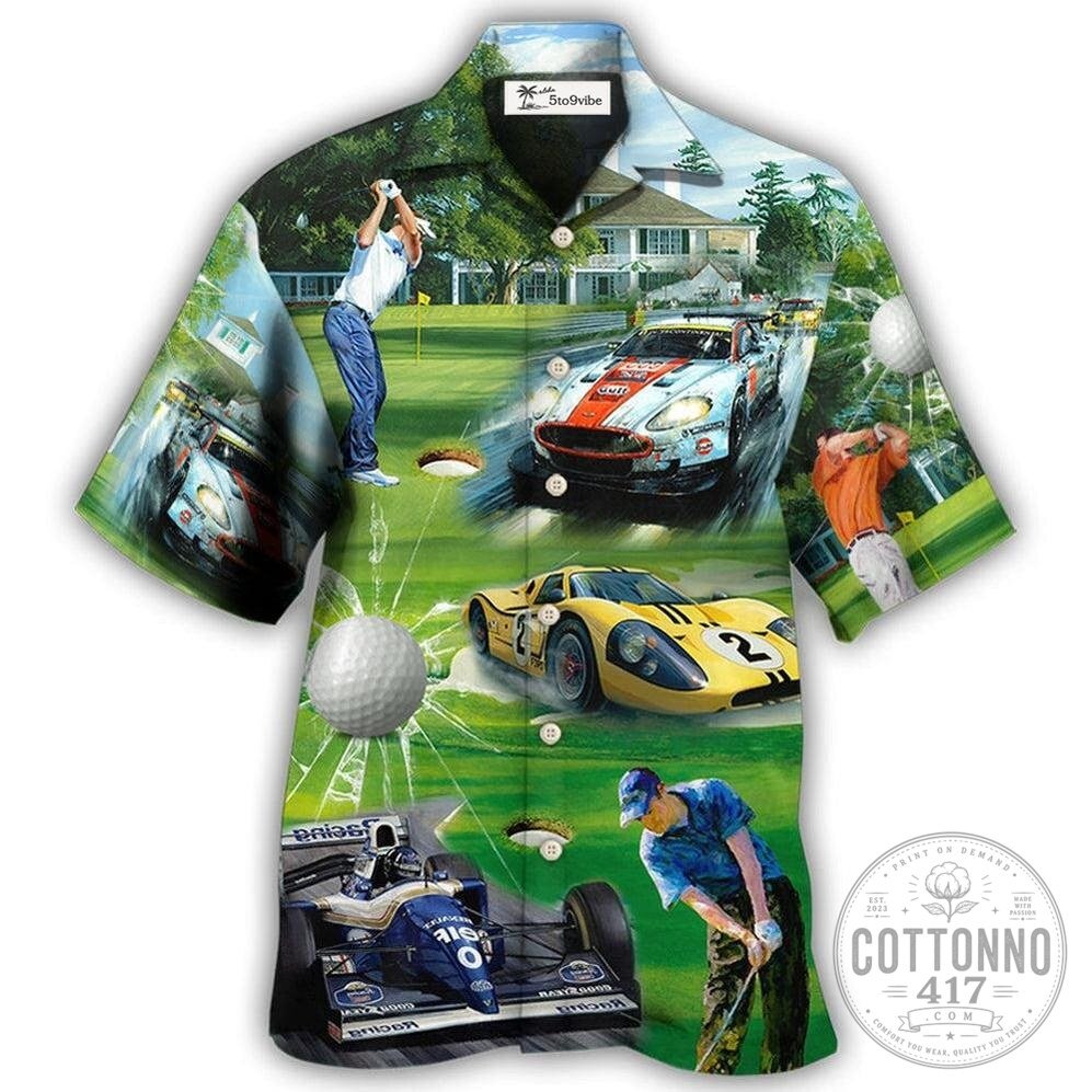 Racing and Golf Sports Car Hawaiian Shirt for Men