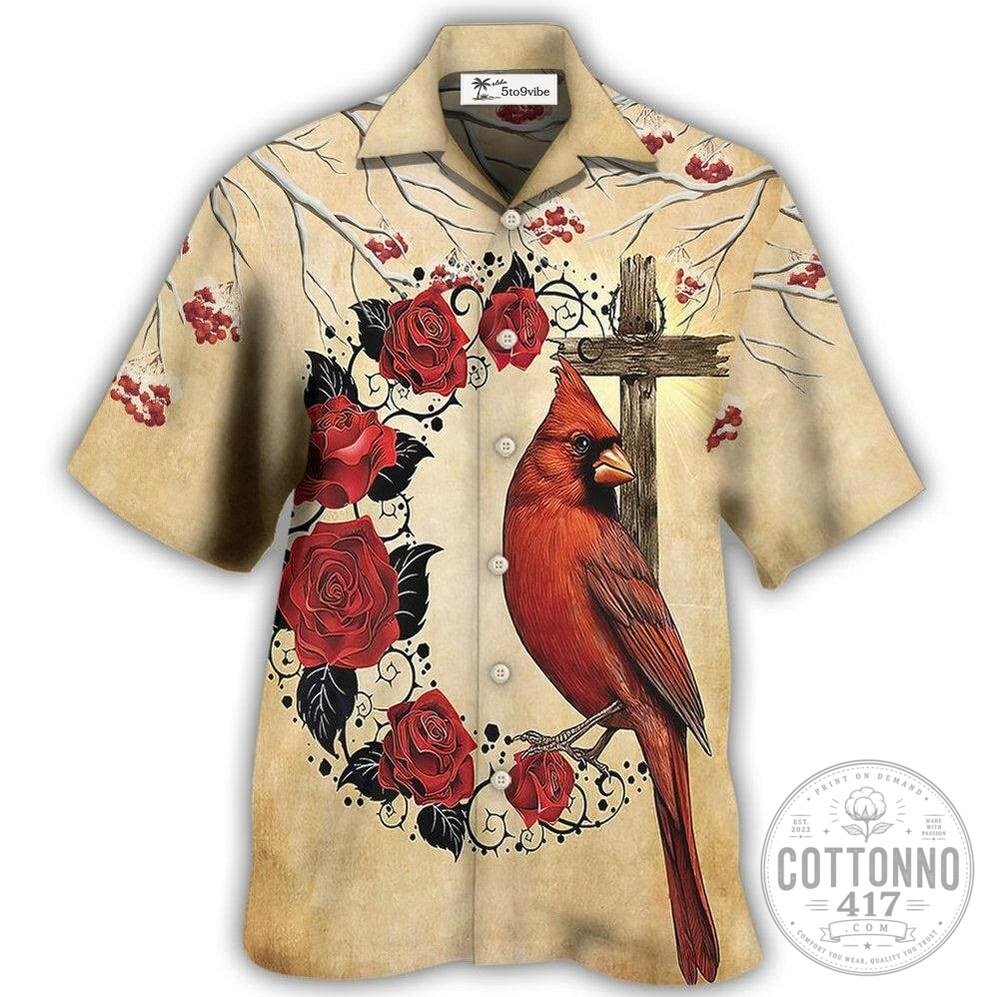 Cardinal Bird A Big Piece Of My Heart Lives In Heaven Hawaiian Shirt