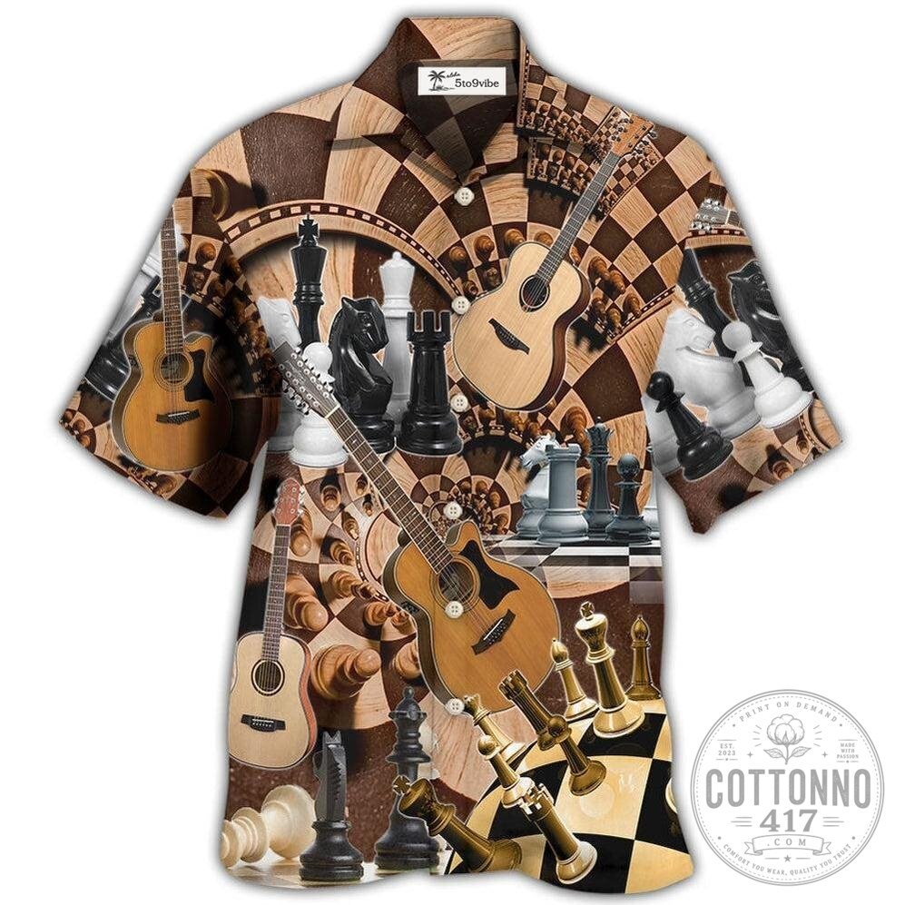 Chess Board and Guitars Hawaiian Shirt