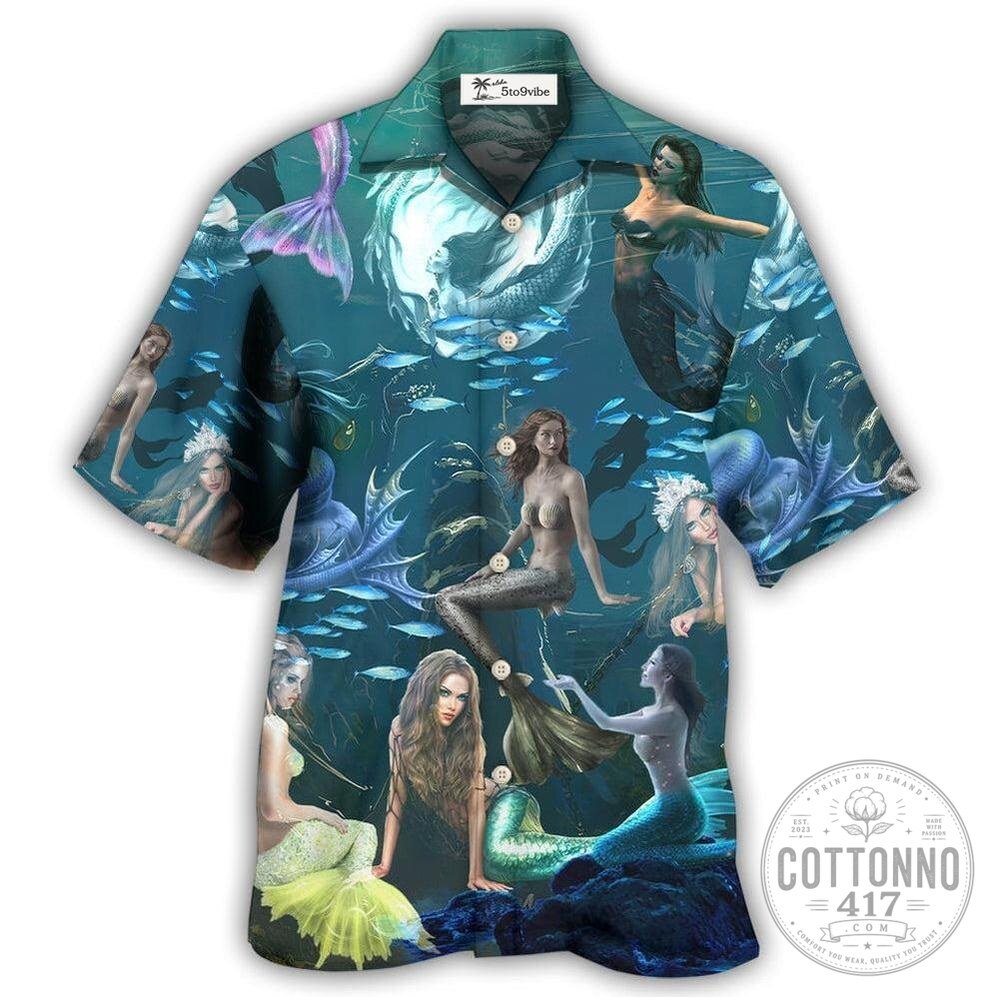 Dark Deep Sea Mermaid Fantasy Art Hawaiian Shirt