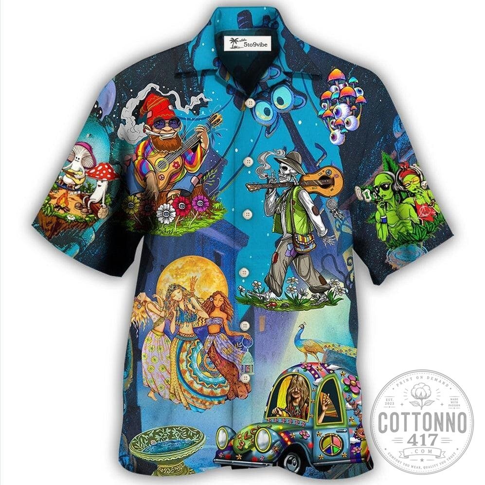 Psychedelic Hippie Festival Groovy Mushroom Hawaiian Shirt