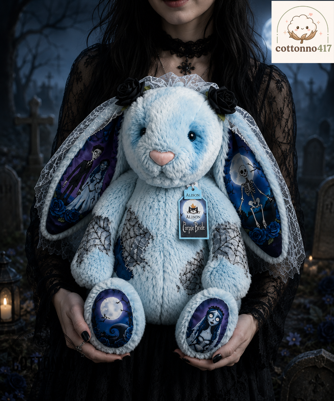 3 Jellycat Corpse Bride Plush Bunny – Gothic Bridal Stuffed Animal — image 3