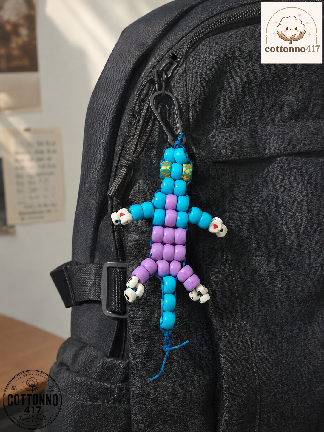 2 Cute Colorful Beaded Lizard Keychain Charm — image 2