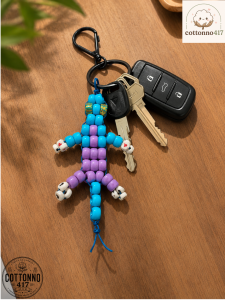 Cute Colorful Beaded Lizard Keychain Charm 9 3 16