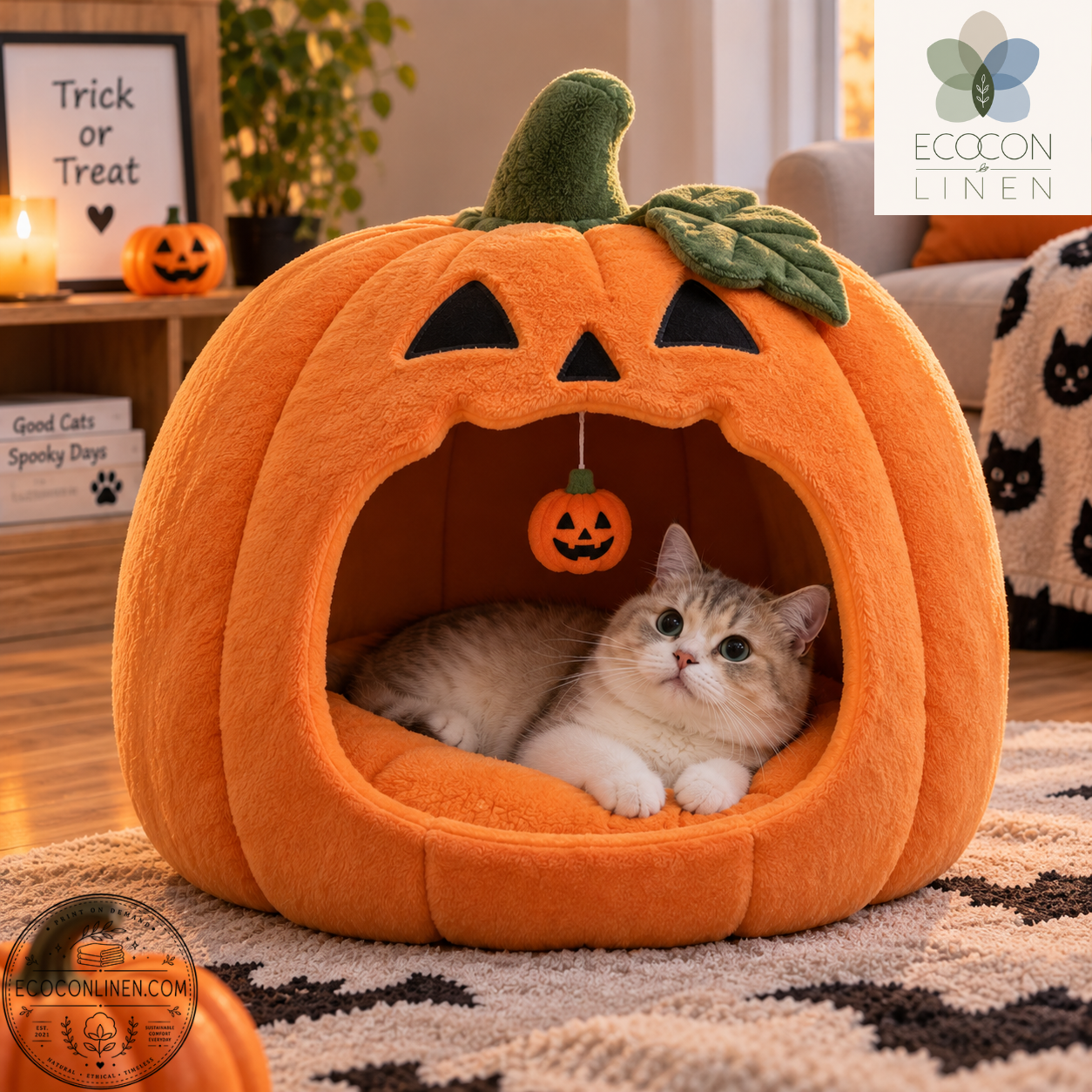 Pumpkin Cat Cave Halloween Bed
