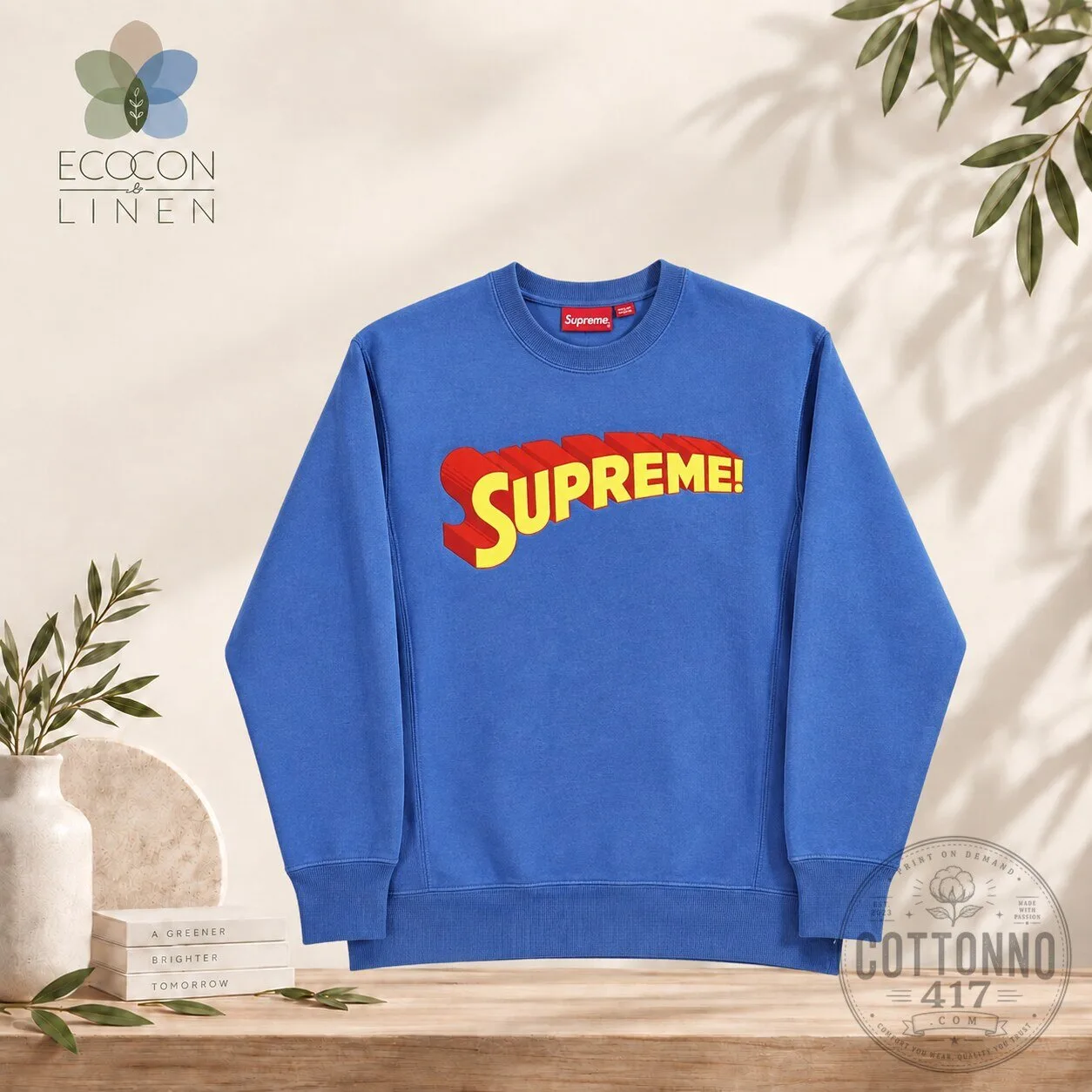 2000's Supreme Retro Logo Blue Crewneck Sweater
