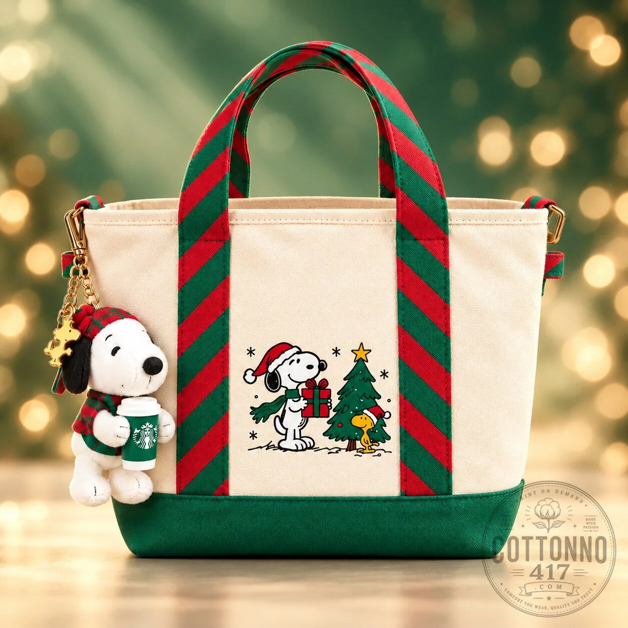 Starbucks x Peanuts Snoopy Christmas Tote Bag with Plush Charm 10 Starbucks x Peanuts Snoopy Christmas Tote Bag with Plush Charm